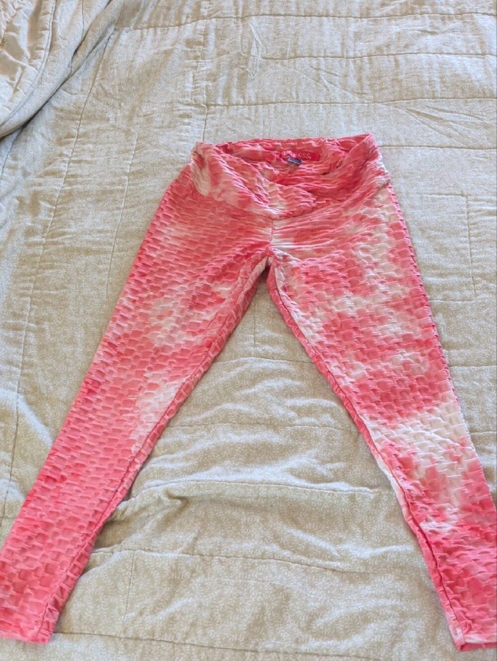 Hot Kiss Pink Ribbed Textured Leggings - Picture 3 of 10